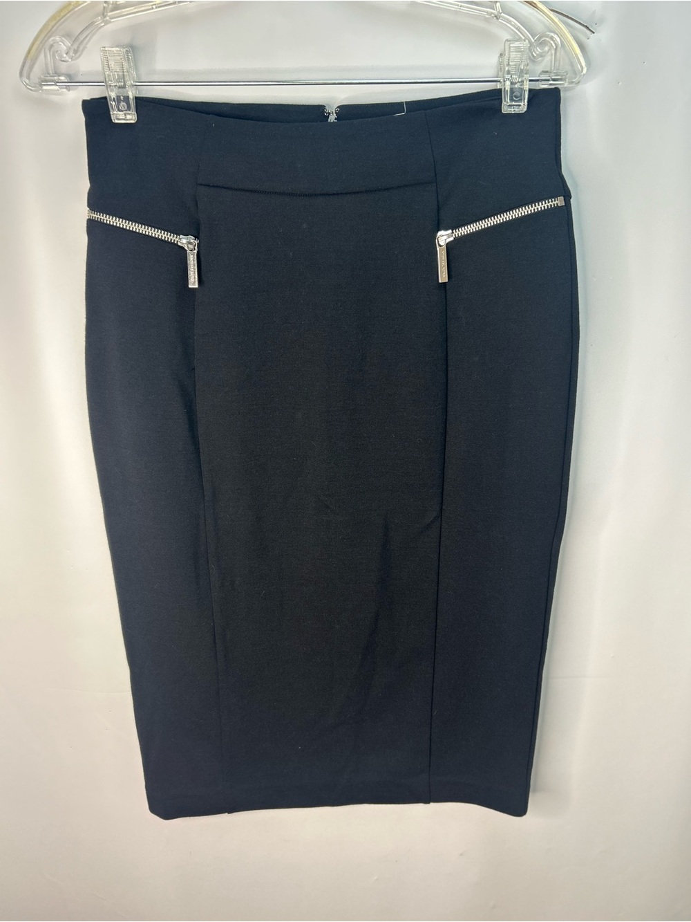 Michael Kors Black A-Line Skirt with Silver Zippers Size 8